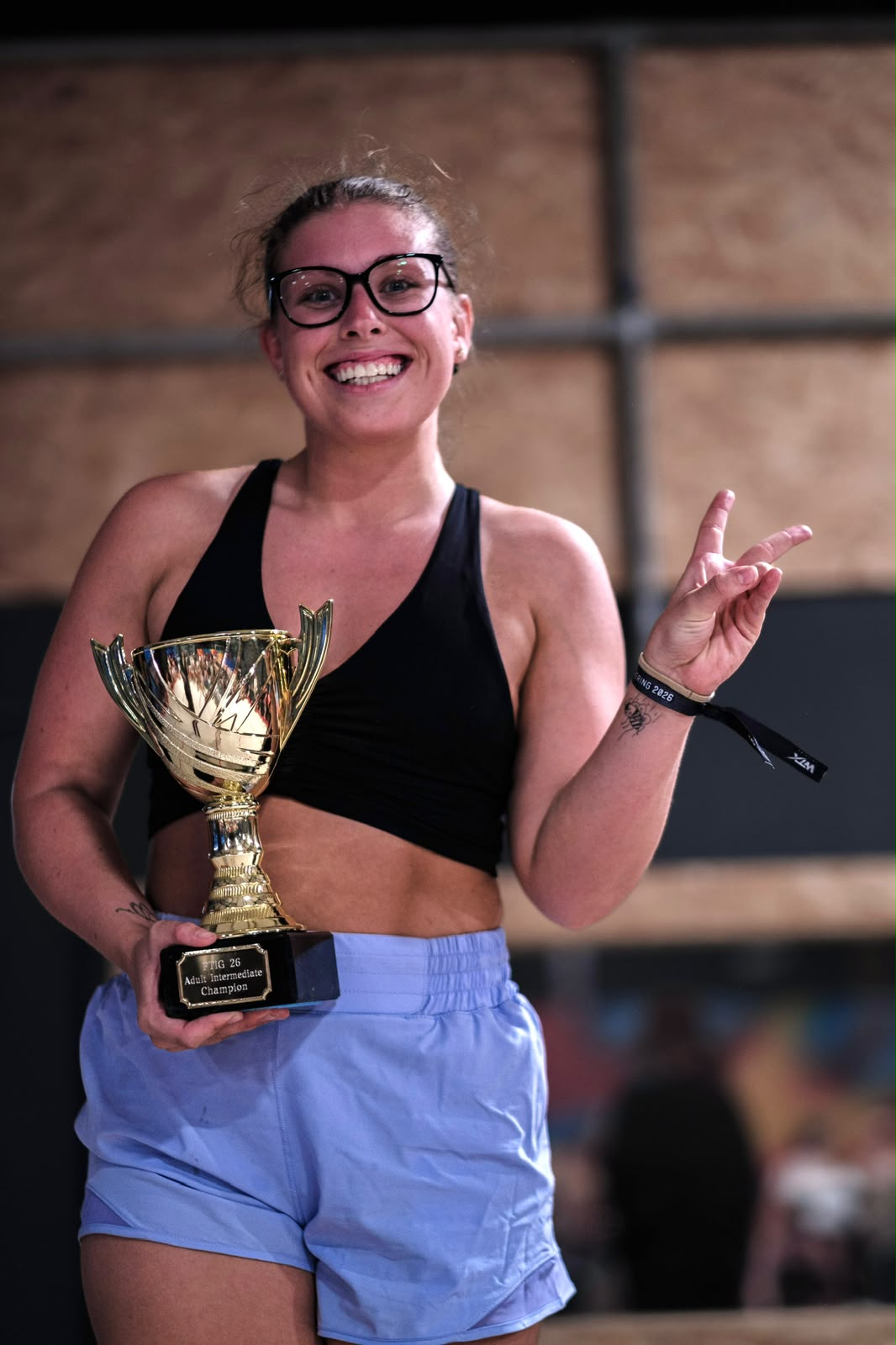 Adult Intermediate champion with trophy